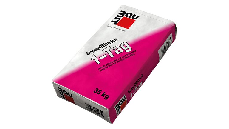 Schnell Estrich, im Sack verpackt, liegend